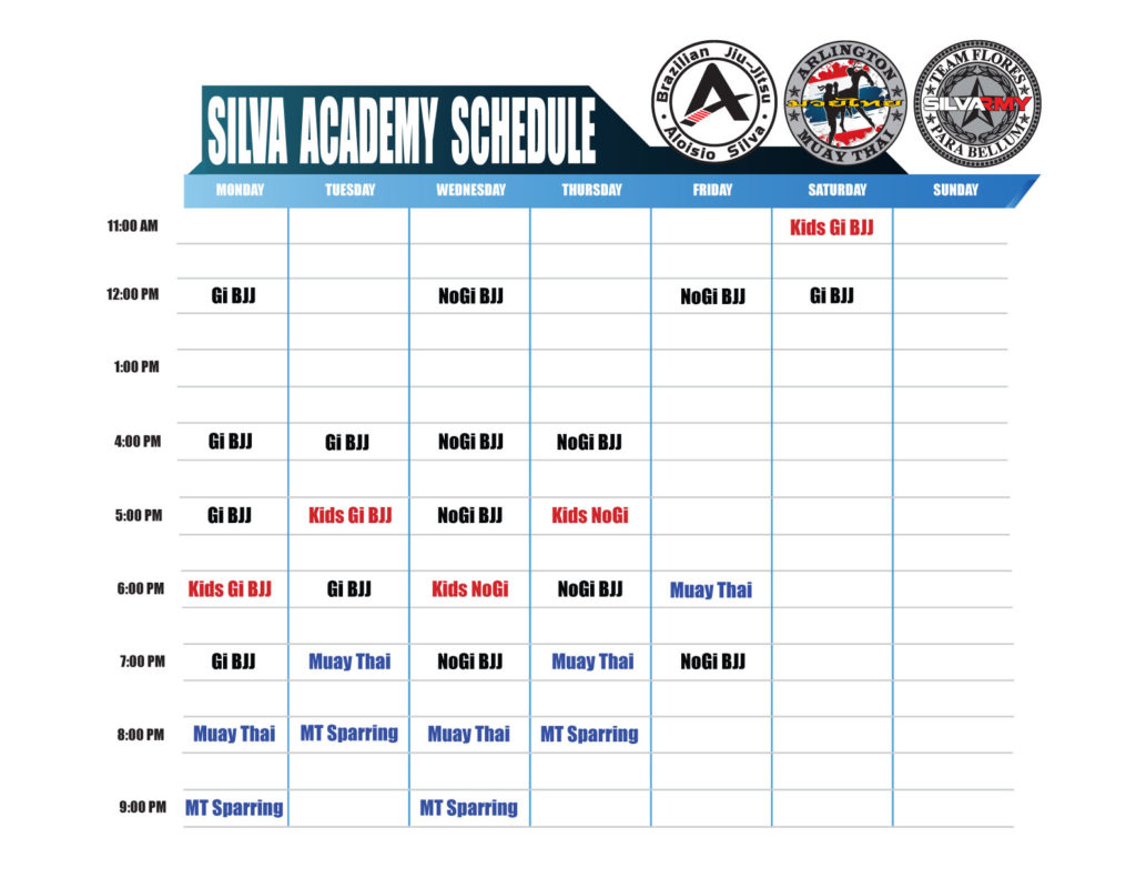 Silva BJJ Schedule